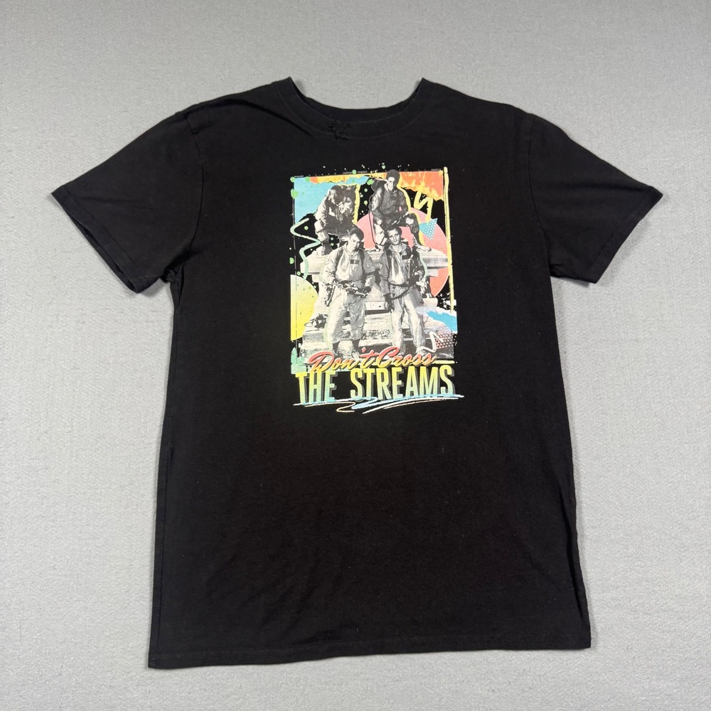 Ghostbusters Shirt Mens Medium Black Graphic Don't Cross The Streams 80s Movie